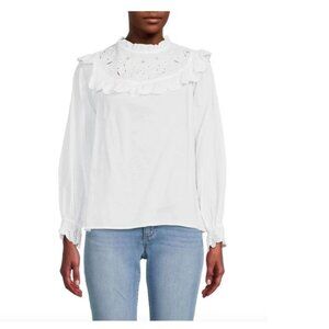 Status by‎ Chenault Cotton Ruffle Bib Top White XL